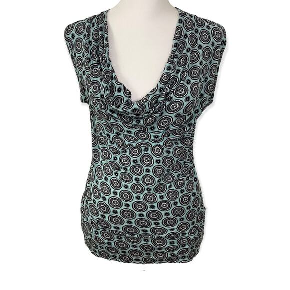 MICHAEL Michael Kors Women’s Blue Pattern Low cut Scoop Neck Shirt - Picture 1 of 4